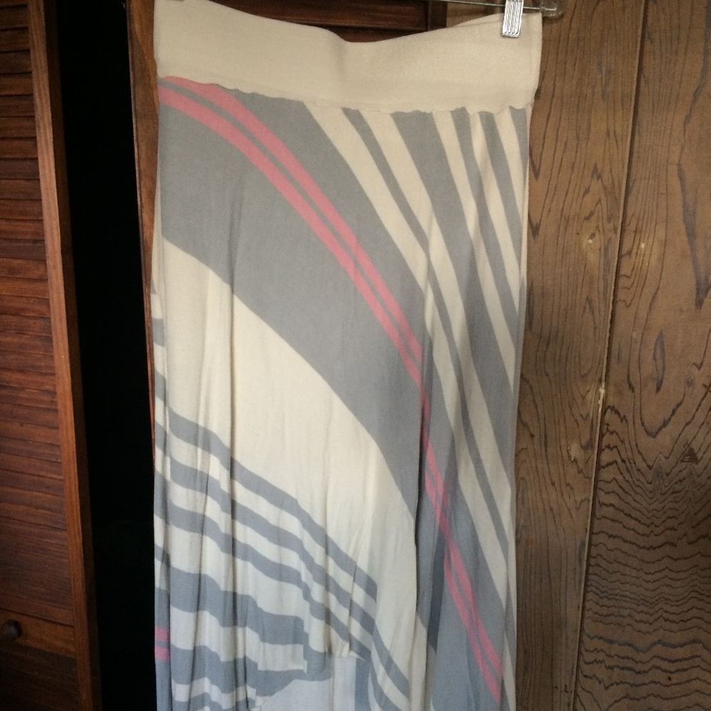 Anthropologie Bordeaux long striped skirt